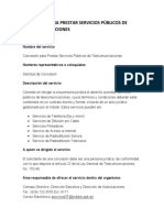 Concesión para Prestar Servicios Públicos de Telecomunicaciones