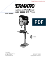 18-Inch Variable Speed Drill Press: Operating Instructions and Parts Manual