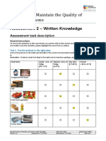 SITXINV002 Maintain The Quality of Perishable Items: Assessment 2 - Written Knowledge