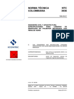 NTC3936 (Ingeniería Civil y Arquitectura. Especificaciones para Cámaras de Inspección en Poliéster Reforzado Con Fibra de