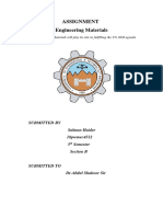 Assignment Engineering Materials: Submitted by Salman Haider 18pwmec4512 5 Semester Section B