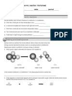 Endothermic and Exothermic Reaction Worksheet