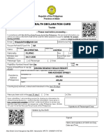 Health Declaration Card: Republic of The Philippines Province of Aklan