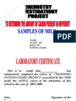 Class 12 Chemistry Project On Testing The Amount of Casein in Milk