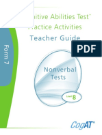 Cogat 7 Practice Activities Nonverbal Teacher Guide Level 8