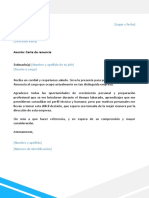 Modelo de Carta de Renuncia Voluntaria