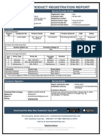 Product Registration Report: Customer Details Service Provider Details