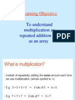 Learning Objective: To Understand Multiplication As Repeated Addition and As An Array