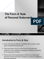 The Form & Style of Personal Statements