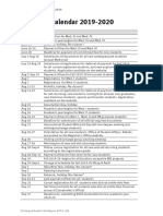 Academic Calendar 2019-2020: Undergraduate Catalogue 2019-20