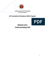 Module One Understanding Self: GE Foundation Workplace Skills Program