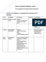 Cronograma Actividades Español Trimestre Patrio