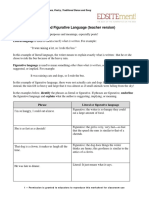 Worksheet 3. Literal and Figurative Language (Teacher Version)