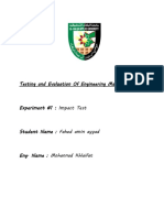 Testing and Evaluation of Engineering Materials