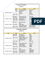 Long Quiz Schedule Grade 12