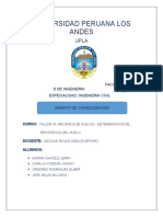 Universidad Peruana Los Andes: Facu LTA D de Ingenieria Especialidad: Ingenieria Civil Ensayo de Consolidacion