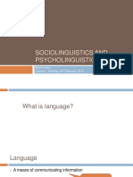 Sociolinguistics and Psycholinguistics: Bushra Sani Lecture 1: Monday, 23 February, 2015