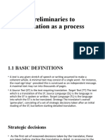 Preliminaries To Translation As A Process