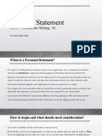 Lecture 3 - Personal Statement