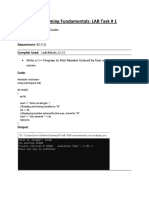 Programming Fundamentals: LAB Task # 1