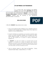 Contrato de Prenda Con Transmision