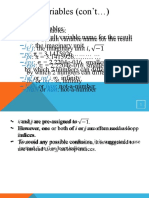 Variables (Con'T ) : - Ans - I, J - Pi - Eps - Inf - Nan