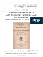 Joseph ANGLADE - Histoire Sommaire de La Littérature Méridionale Au Moyen-Âge