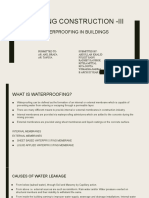 Building Construction - Iii: Waterproofing in Buildings