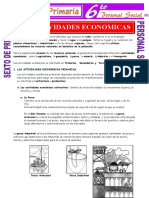 Clasificacion de Las Actividades Economicas para Sexto de Primaria