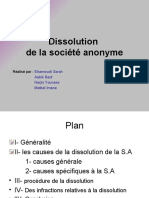 Dissolution de La S A