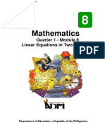 Mathematics: Quarter 1 - Module 6 Linear Equations in Two Variables