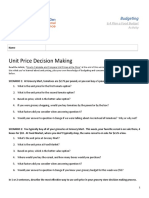 Unit Price Decision Making: Budgeting