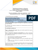 Guía de Actividades y Rúbrica de Evaluación - Tarea 1 - Reconocimiento Del Curso - Preguntas Orientadoras