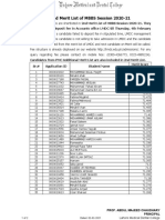 2nd Merit List of MBBS Session 2020-21