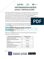 International Organizations and Their Headquarters - GK Notes in PDF