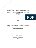 Constitución de Compañía CXA, y Un Analisis de La Ley 479-08