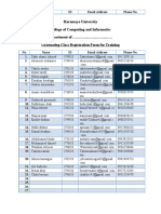 Haramaya University College of Computing and Informatics Department of Graduating Class Registration Form For Training