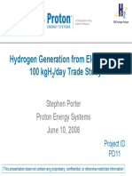 Hydrogen Generation From Electrolysis: 100 KGH /day Trade Study