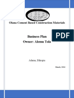 Business Plan Owner: Alemu Tola: Olana Cement Based Construction Materials