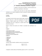 Lista de Exercícios - Atomística, Distribuição Eletrônica e Ligações Químicas