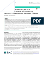 Knowledge, Attitudes and Practices of Malaria Transmission and Preventive Measures in Woreta Town, Northwest Ethiopia