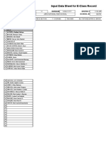 Input Data Sheet For E-Class Record: Region Division District School Name School Id