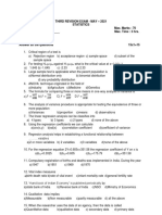 Third Revision Exam - May - 2021 Statistics STD: XII Max. Marks: 70 Exam Number: - Max. Time: 3 Hrs