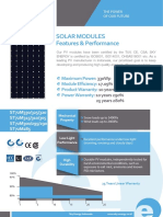 Solar Modules Features & Performance: Maximum Power: Module E Ciency: Product Warranty: Power Warranty