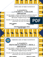 Is Awarded To: Neo Maren L. Ceralde