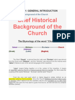 Brief Historical Background of The Church: Week 1: General Introduction