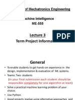 Department of Mechatronics Engineering Machine Intelligence ME-555