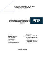 Métodos de Registros para Las Inversiones en Acciones de Acuerdo Al Porcentaje de Capital Adquirido