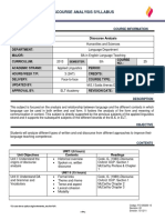 Discourse Analysis Syllabus: Course Information