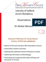 University of Salford Zurich Residency Dissertations DR Alistair Benson